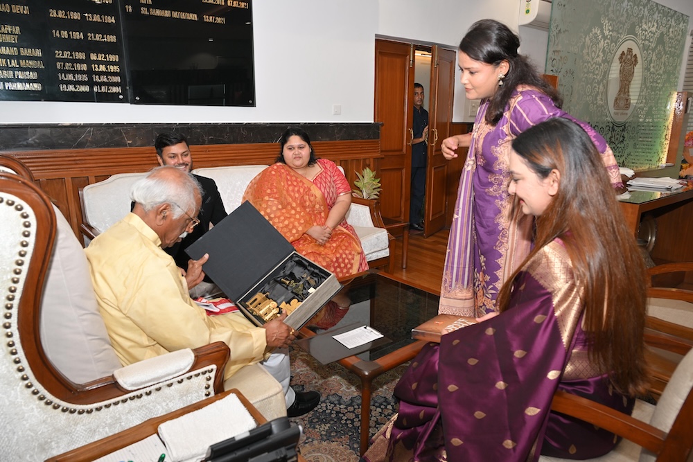 DPIFF CEO Abhishek Mishra along with Haryana Governor Bandaru Dattatreya at Haryana Raj Bhavan
