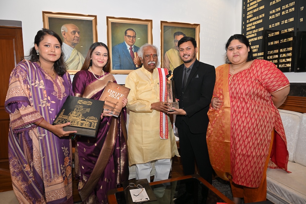 DPIFF CEO Abhishek Mishra along with Haryana Governor Bandaru Dattatreya at Haryana Raj Bhavan