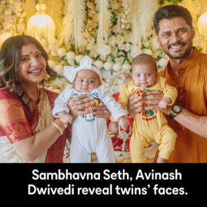 Sambhavna Seth with her newborn twins Dhwajah and Yugaarth