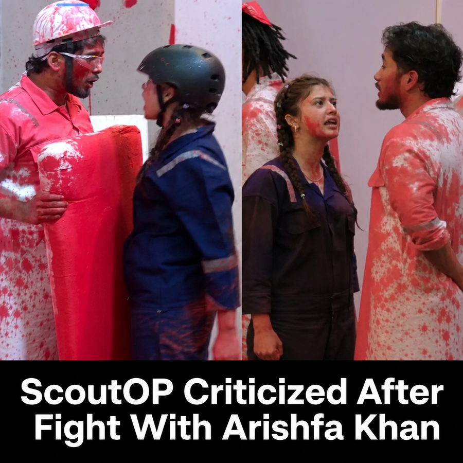 Tense moment in a Bigg Boss task between two contestants.
