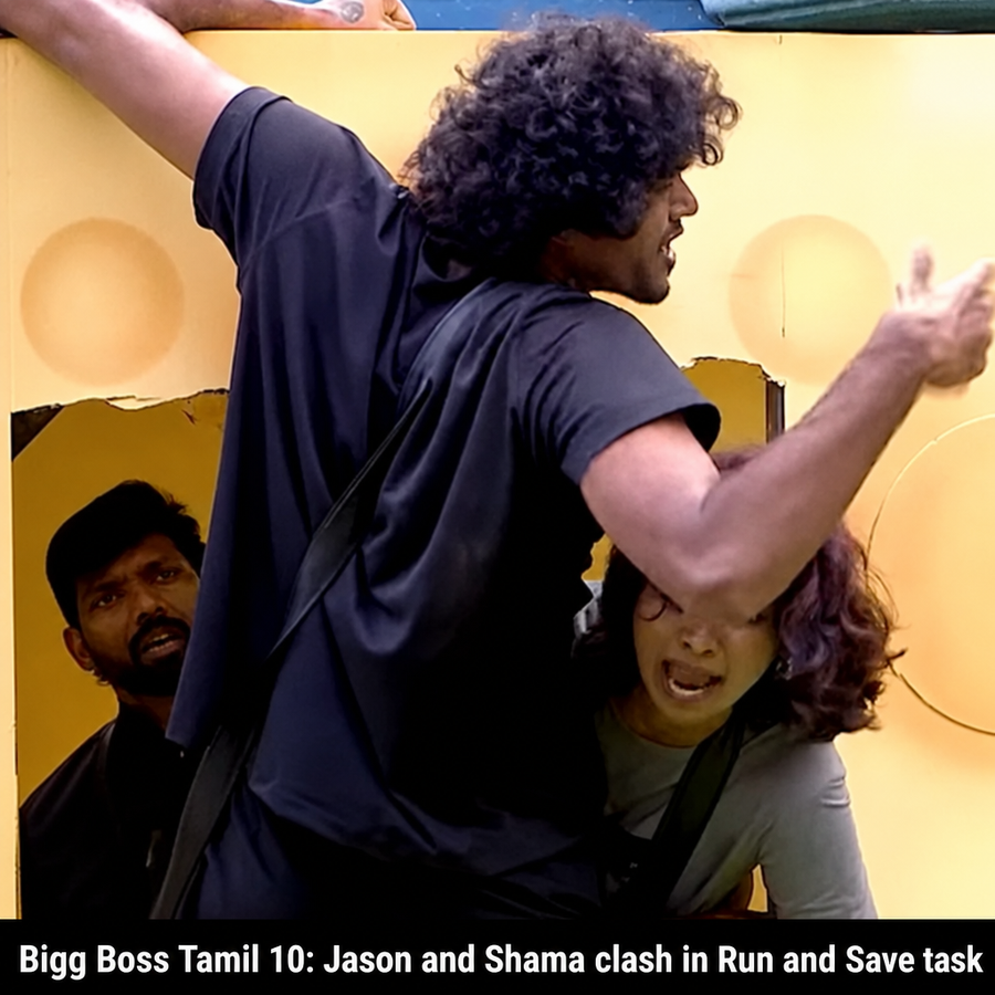 Promo still featuring Jason Kaushi and Shama M during Run and Save task