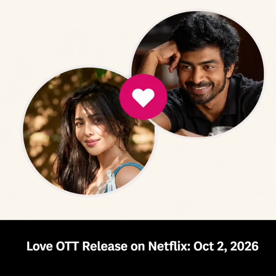 Abstract poster concept for Love, a dating-app themed Tamil rom-com series.