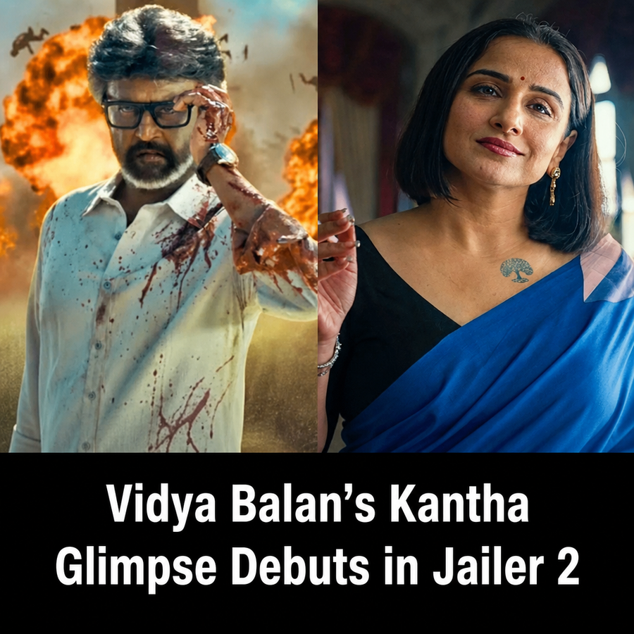 Vidya Balan as Kantha in Jailer 2 introduction glimpse in a blue saree.