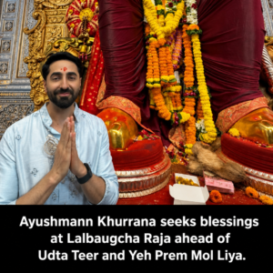 Ayushmann Khurrana at Lalbaugcha Raja Ganpati pandal seeking blessings ahead of film releases; captioned 'Only gratitude'