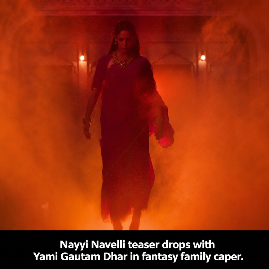 Concept poster for Nayyi Navelli teaser featuring a family setting and fantasy elements.