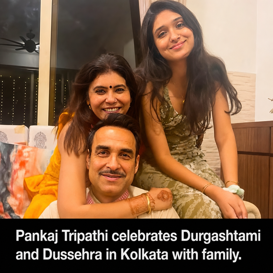 Pankaj Tripathi with family in Kolkata during Durgashtami and Dussehra celebrations