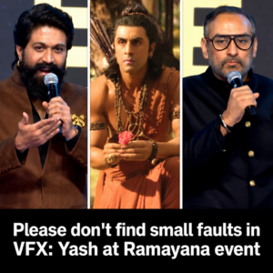 Yash delivering the final speech at Ramayana Hyderabad pre-release event