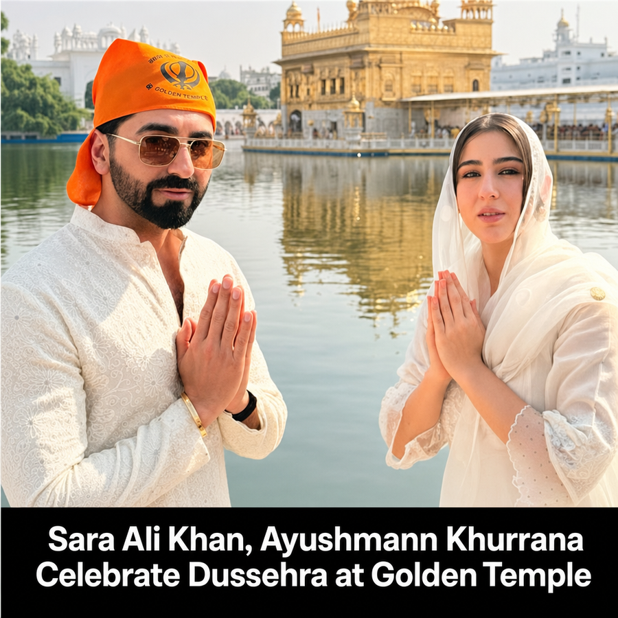 Sara Ali Khan and Ayushmann Khurrana at the Golden Temple during Dussehra