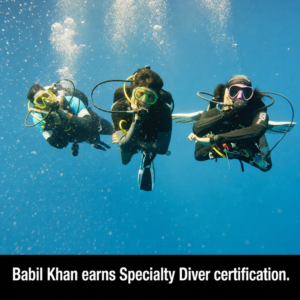 Babil Khan Specialty Diver certification announcement