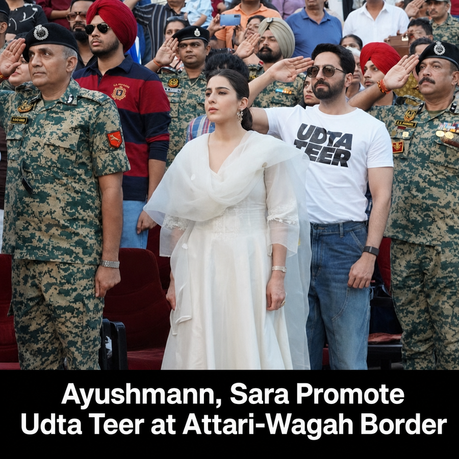 Ayushmann Khurrana and Sara Ali Khan promoting Udta Teer at Attari-Wagah border in Punjab